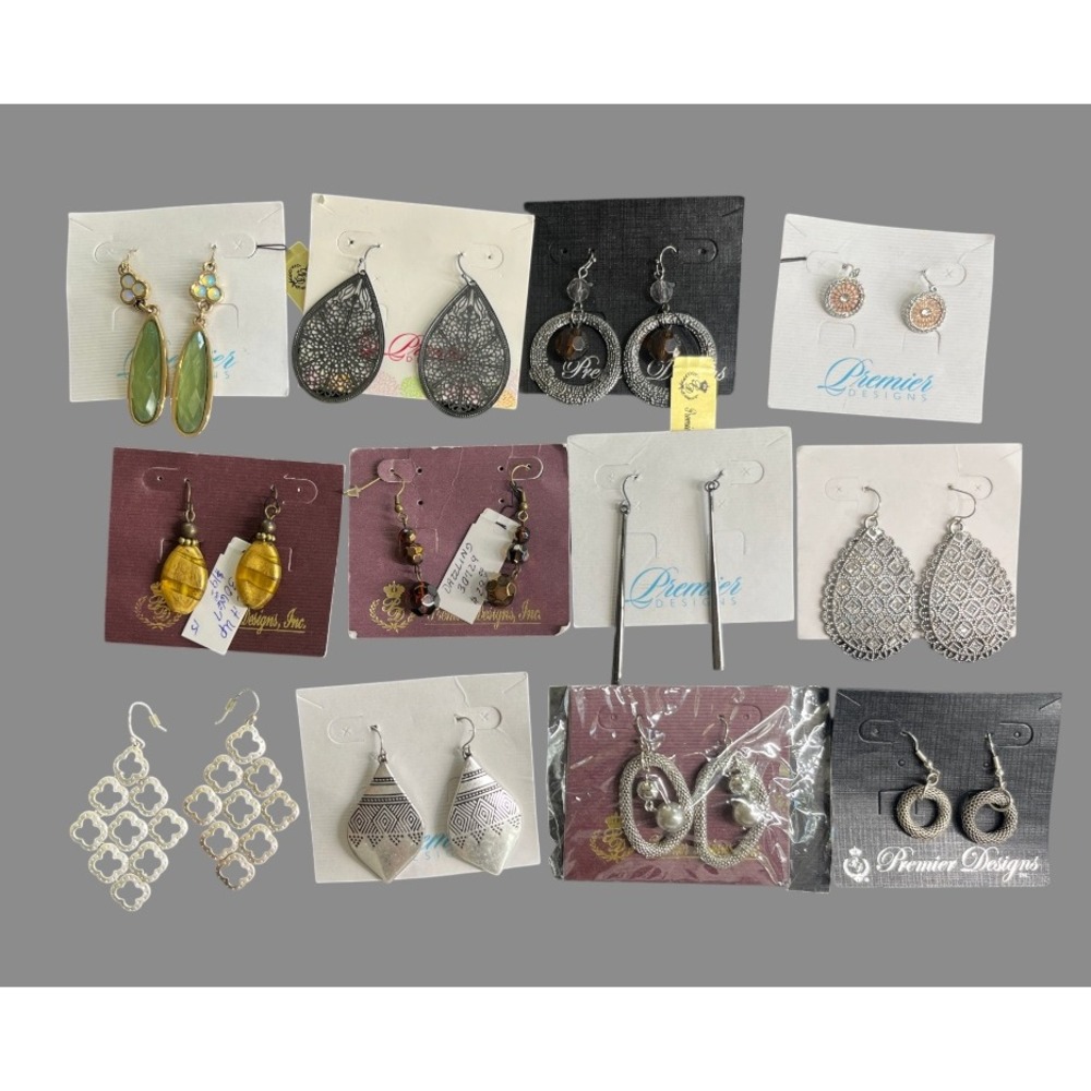 EARRINGS Bundle/Lot of 12, PREMIER DESIGNS Dangle Crystals Teardrop Beaded Etc